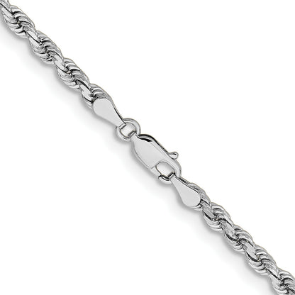 14K White Gold 24 inch 3.75mm Diamond-cut Rope with Lobster Clasp Chain