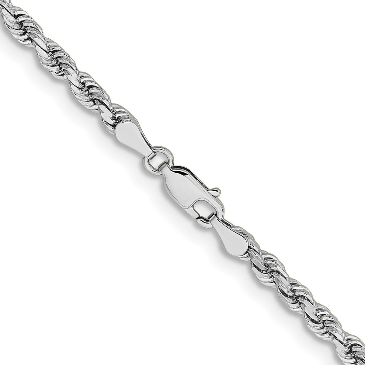 14K White Gold 18 inch 3.75mm Diamond-cut Rope with Lobster Clasp Chain