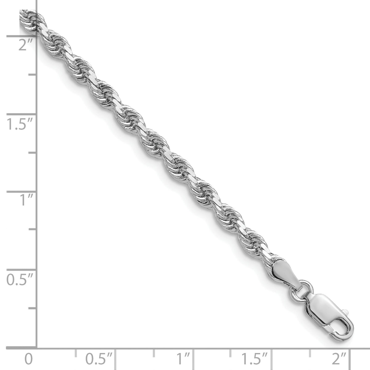 14K White Gold 18 inch 3.75mm Diamond-cut Rope with Lobster Clasp Chain