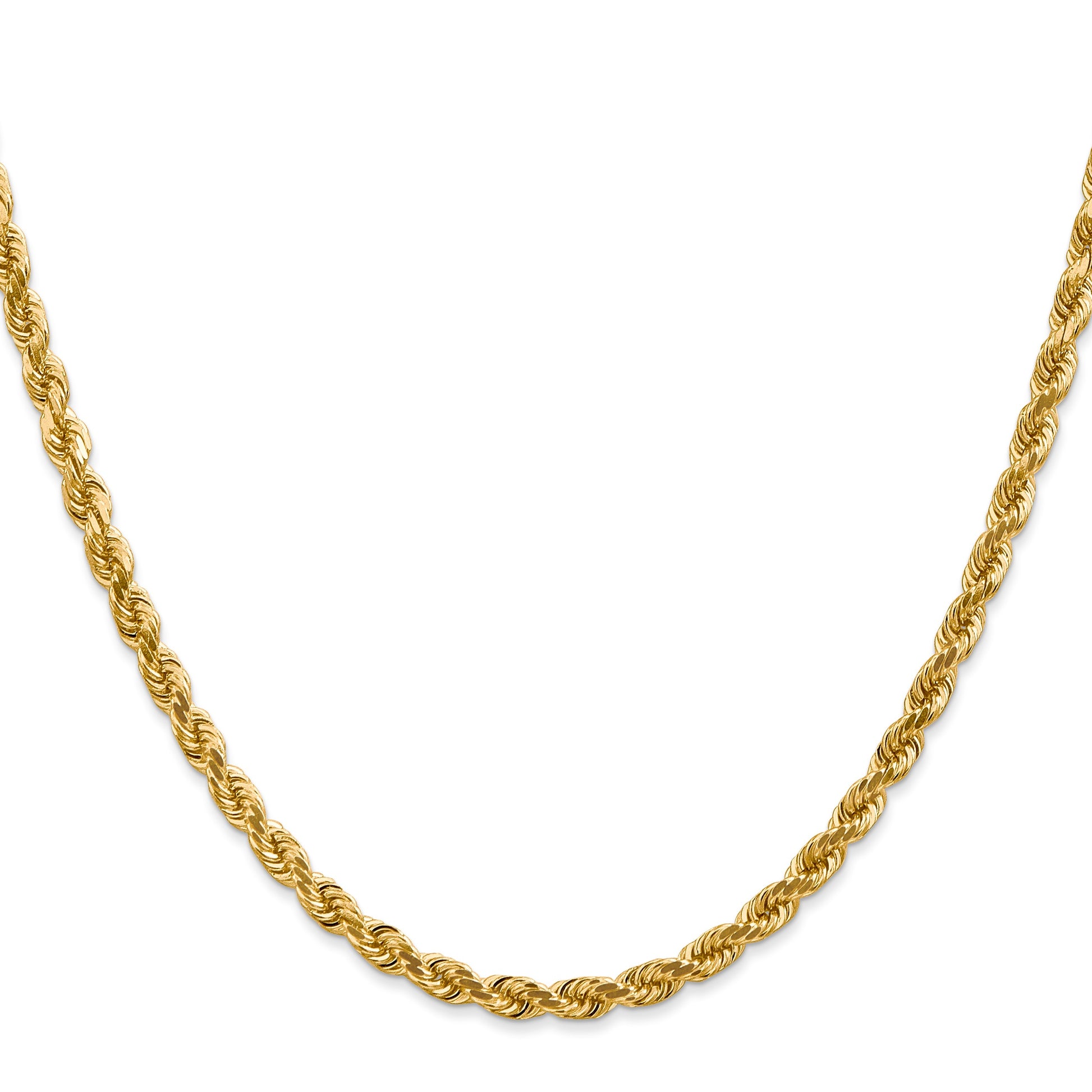 14K 30 inch 4mm Diamond-cut Rope with Lobster Clasp Chain
