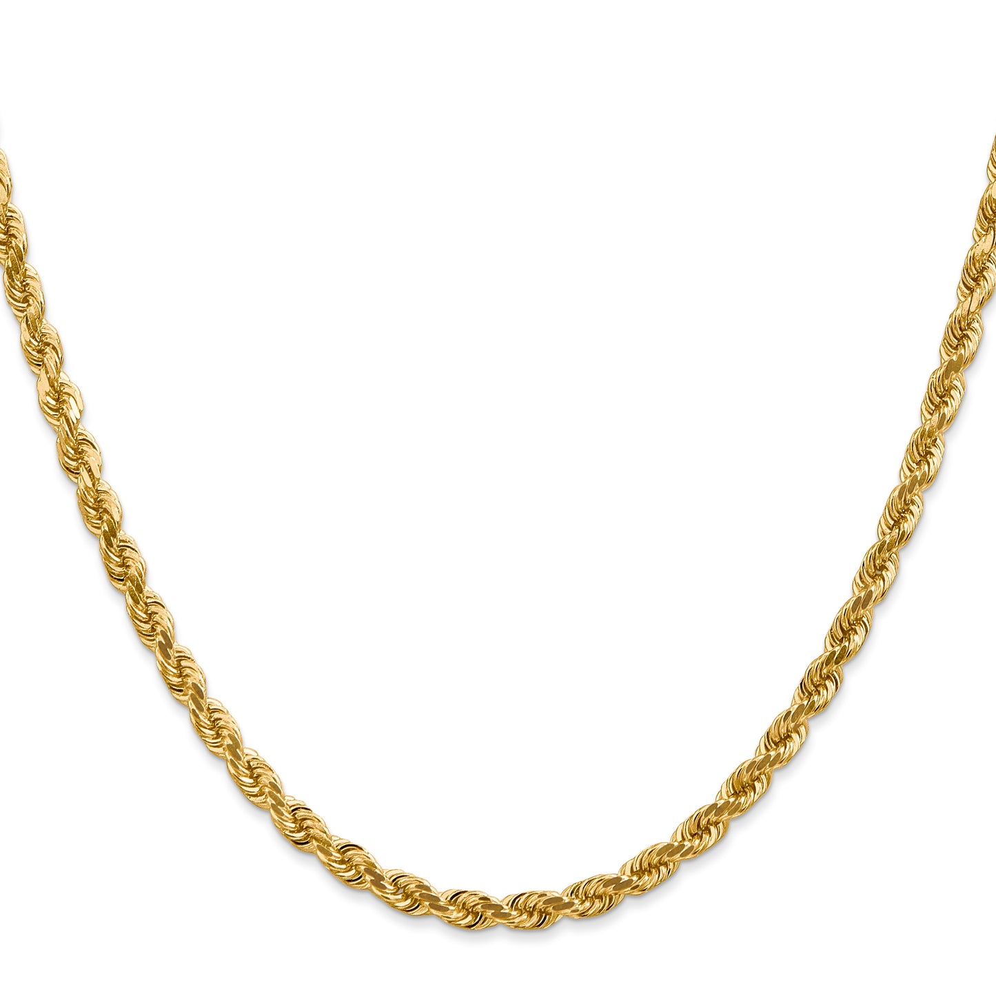 14K 28 inch 4mm Diamond-cut Rope with Lobster Clasp Chain