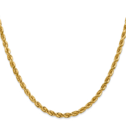 14K 28 inch 4mm Diamond-cut Rope with Lobster Clasp Chain