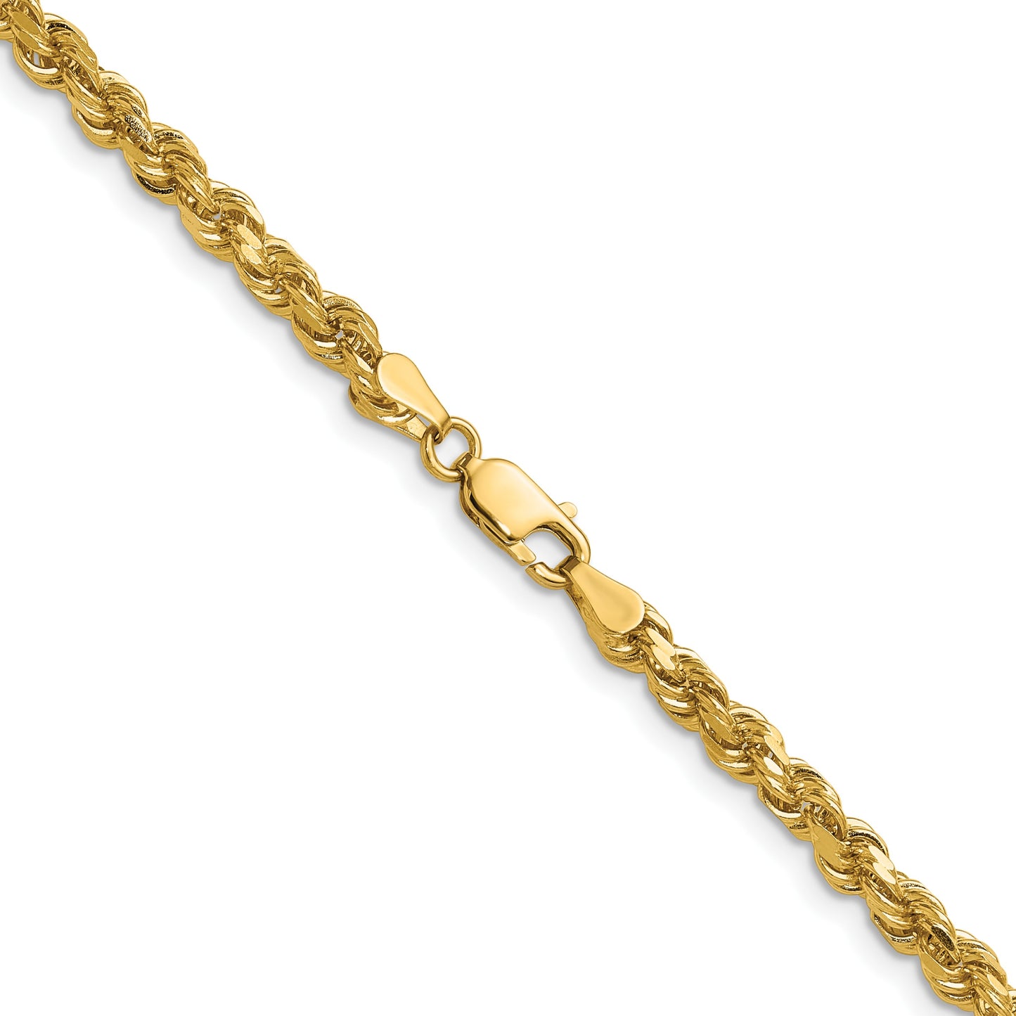 14K 30 inch 4mm Diamond-cut Rope with Lobster Clasp Chain