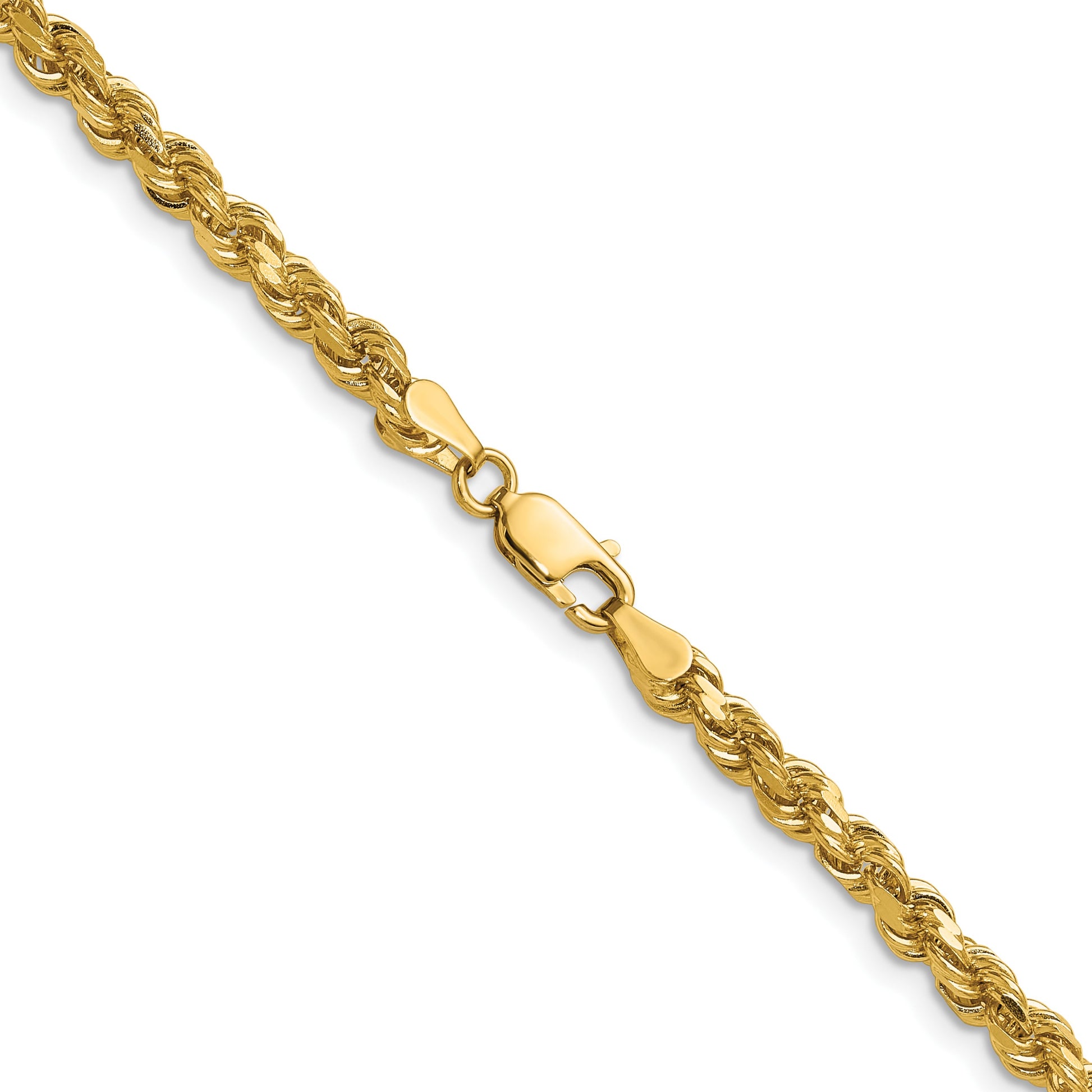 14K 30 inch 4mm Diamond-cut Rope with Lobster Clasp Chain