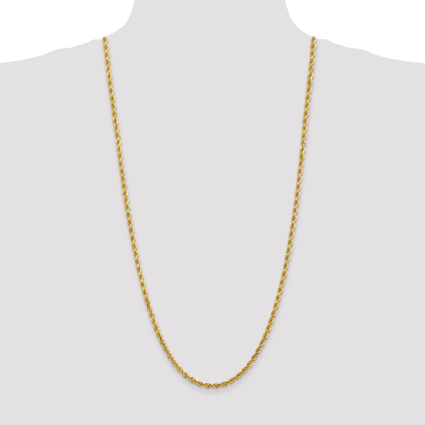 14K 30 inch 4mm Diamond-cut Rope with Lobster Clasp Chain