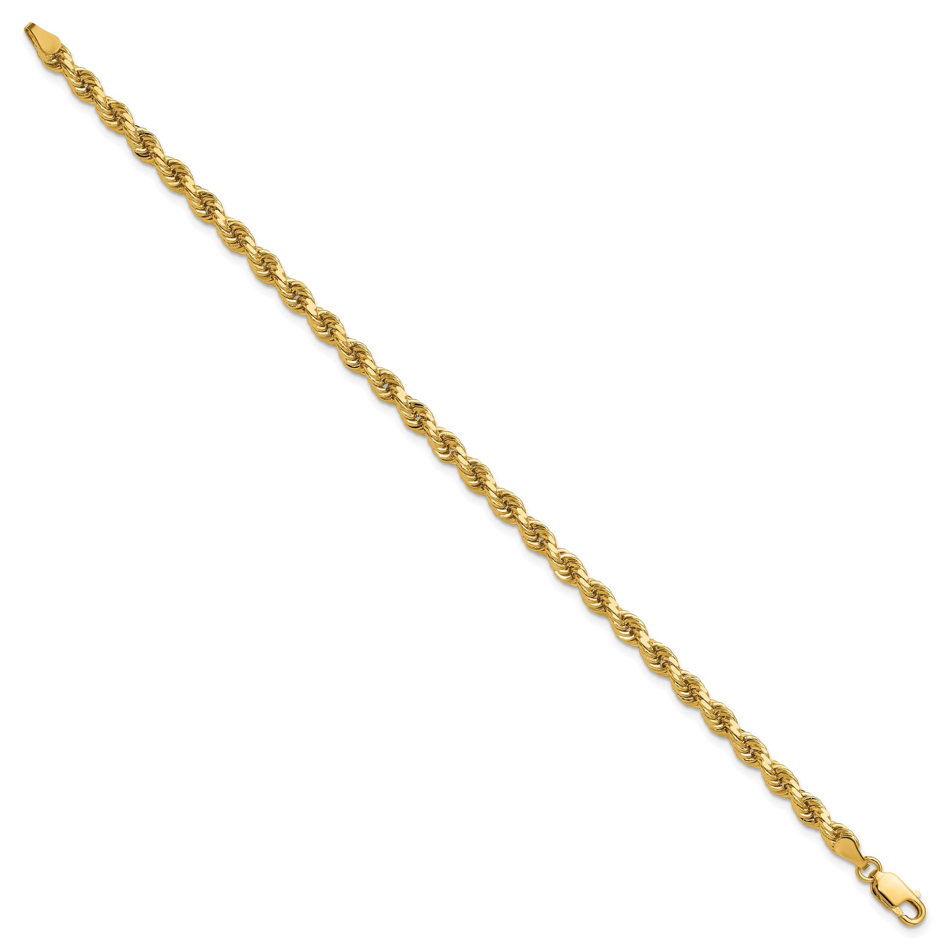 14K 8 inch 4mm Diamond-cut Rope with Lobster Clasp Chain