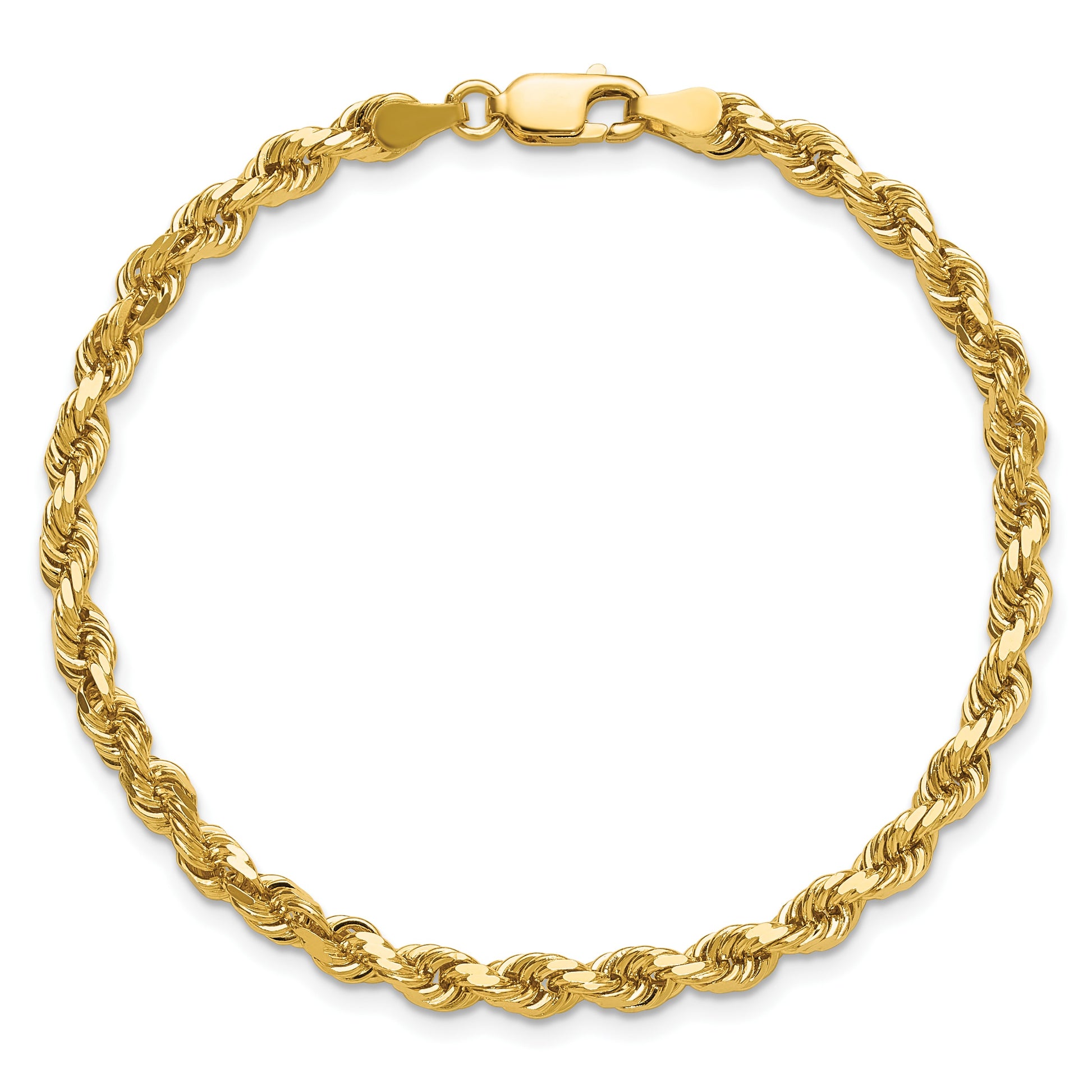 14K 7 inch 4mm Diamond-cut Rope with Lobster Clasp Chain