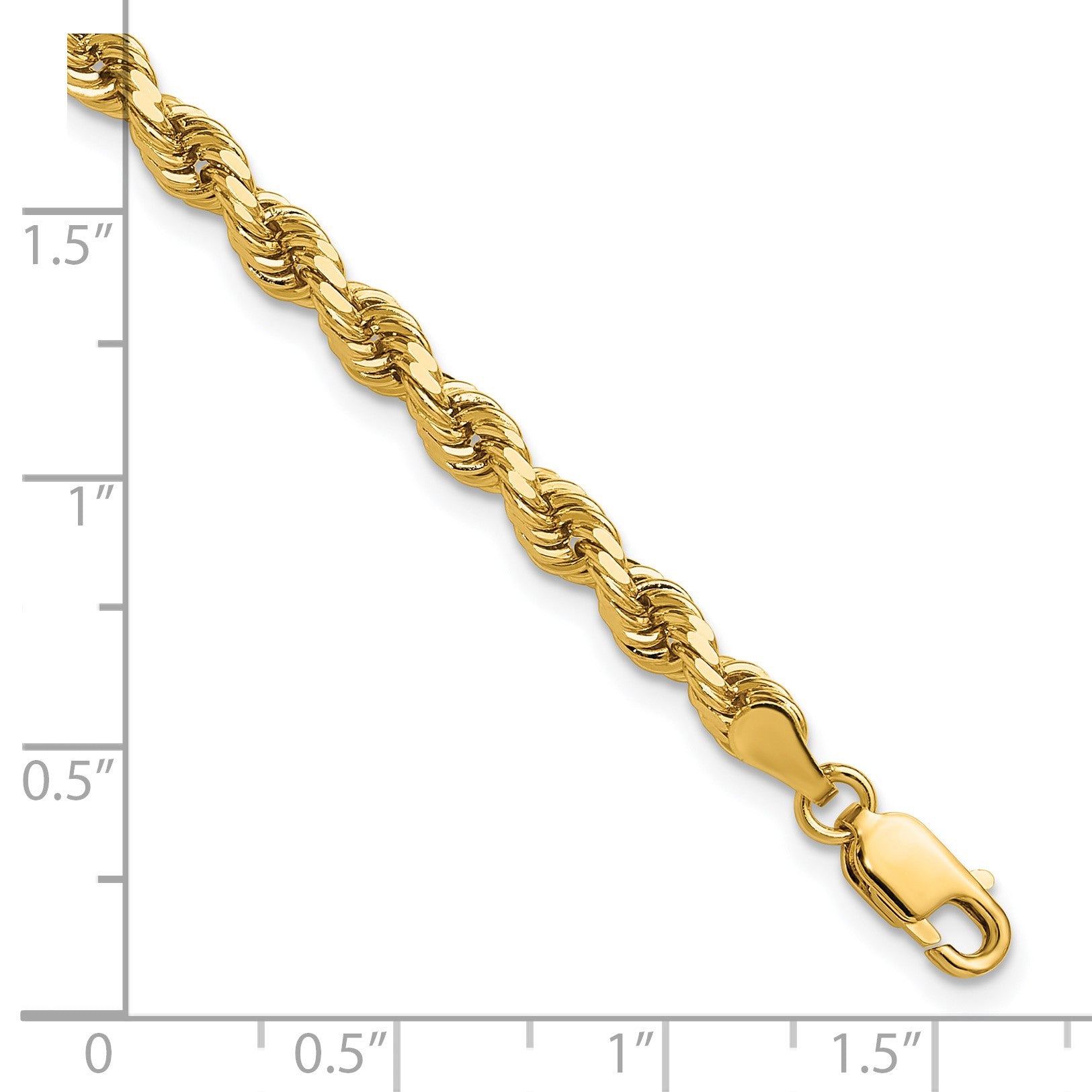 14K 8 inch 4mm Diamond-cut Rope with Lobster Clasp Chain