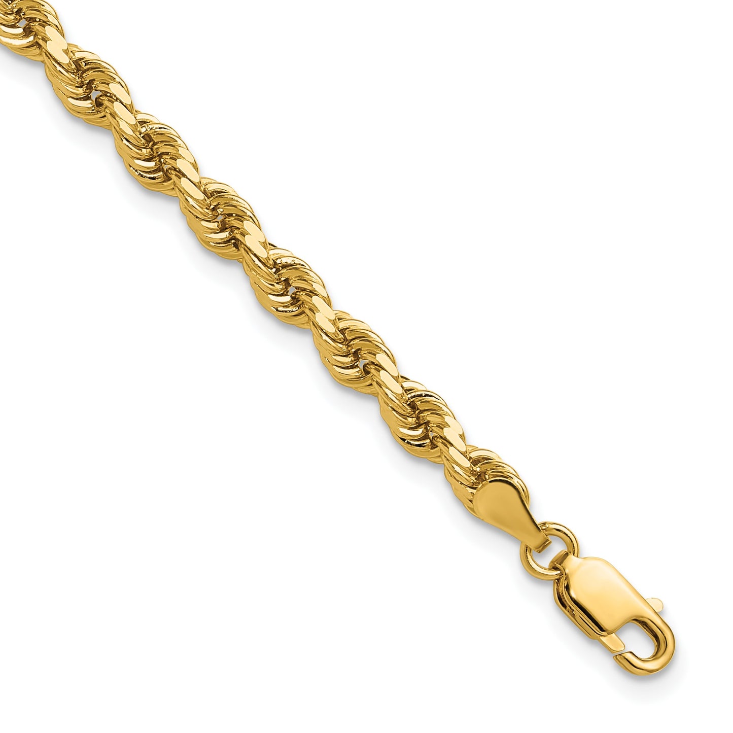 14K 8 inch 4mm Diamond-cut Rope with Lobster Clasp Chain