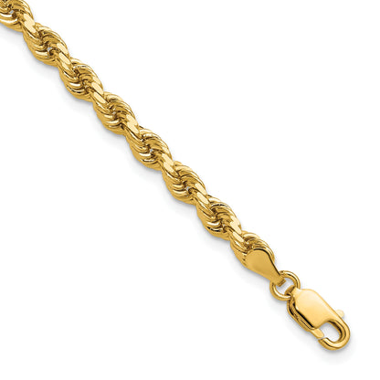 14K 8 inch 4mm Diamond-cut Rope with Lobster Clasp Chain