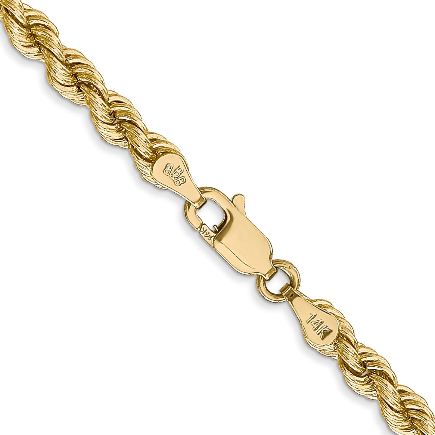 14K 28 inch 4mm Regular Rope with Lobster Clasp Chain