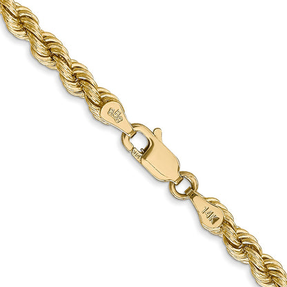 14K 28 inch 4mm Regular Rope with Lobster Clasp Chain