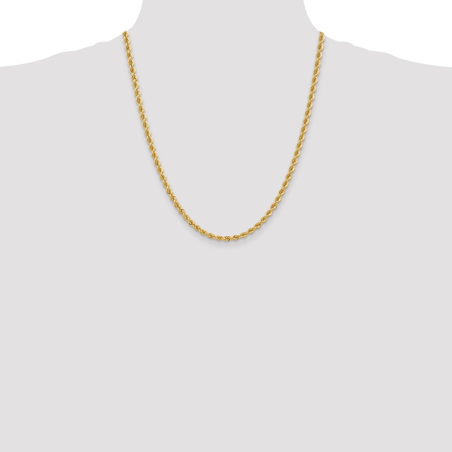 14K 22 inch 4mm Regular Rope with Lobster Clasp Chain