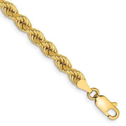 14K 9 inch 4mm Regular Rope with Lobster Clasp Chain