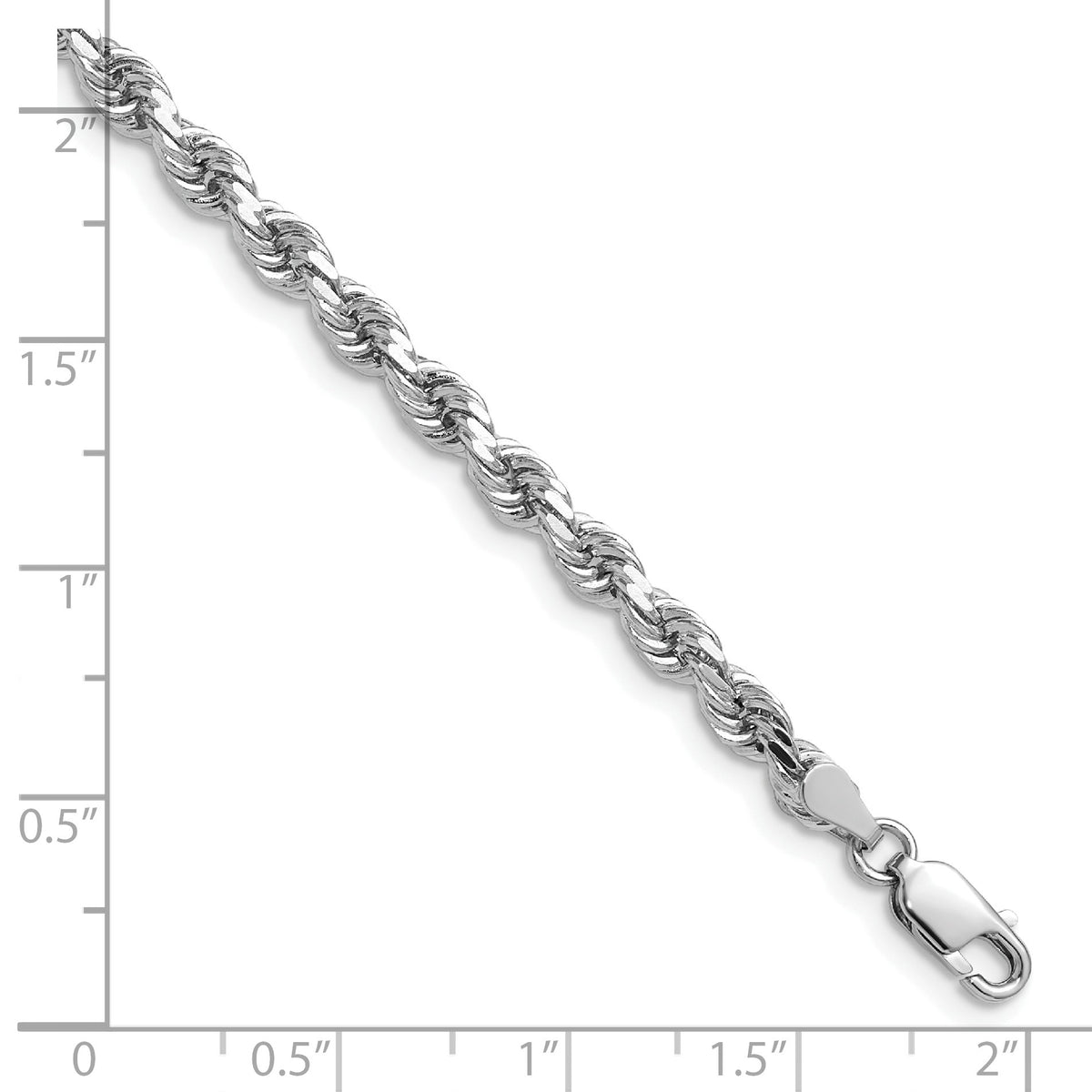 14K White Gold 30 inch 4mm Diamond-cut Rope with Lobster Clasp Chain