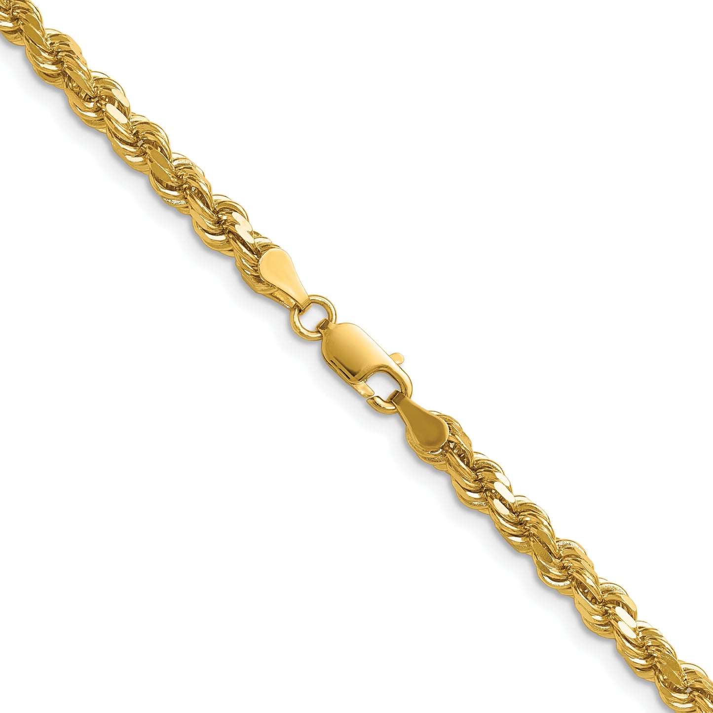 14K 28 inch 4.25mm Diamond-cut Rope with Lobster Clasp Chain