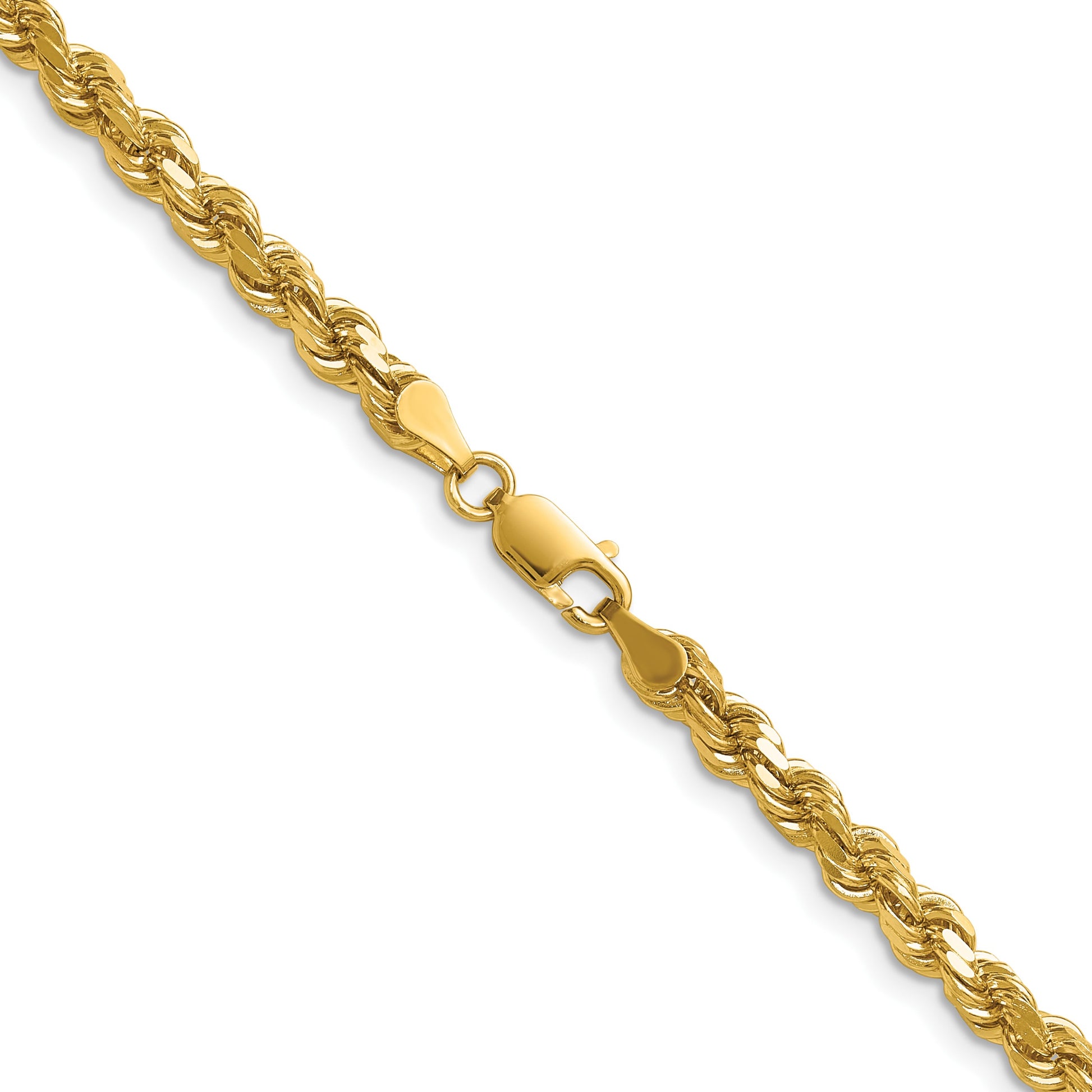 14K 26 inch 4.25mm Diamond-cut Rope with Lobster Clasp Chain
