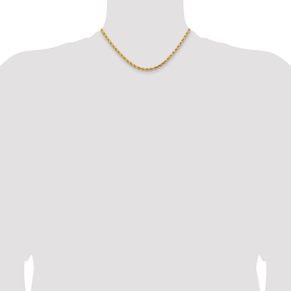 14K 16 inch 4.25mm Diamond-cut Rope with Lobster Clasp Chain