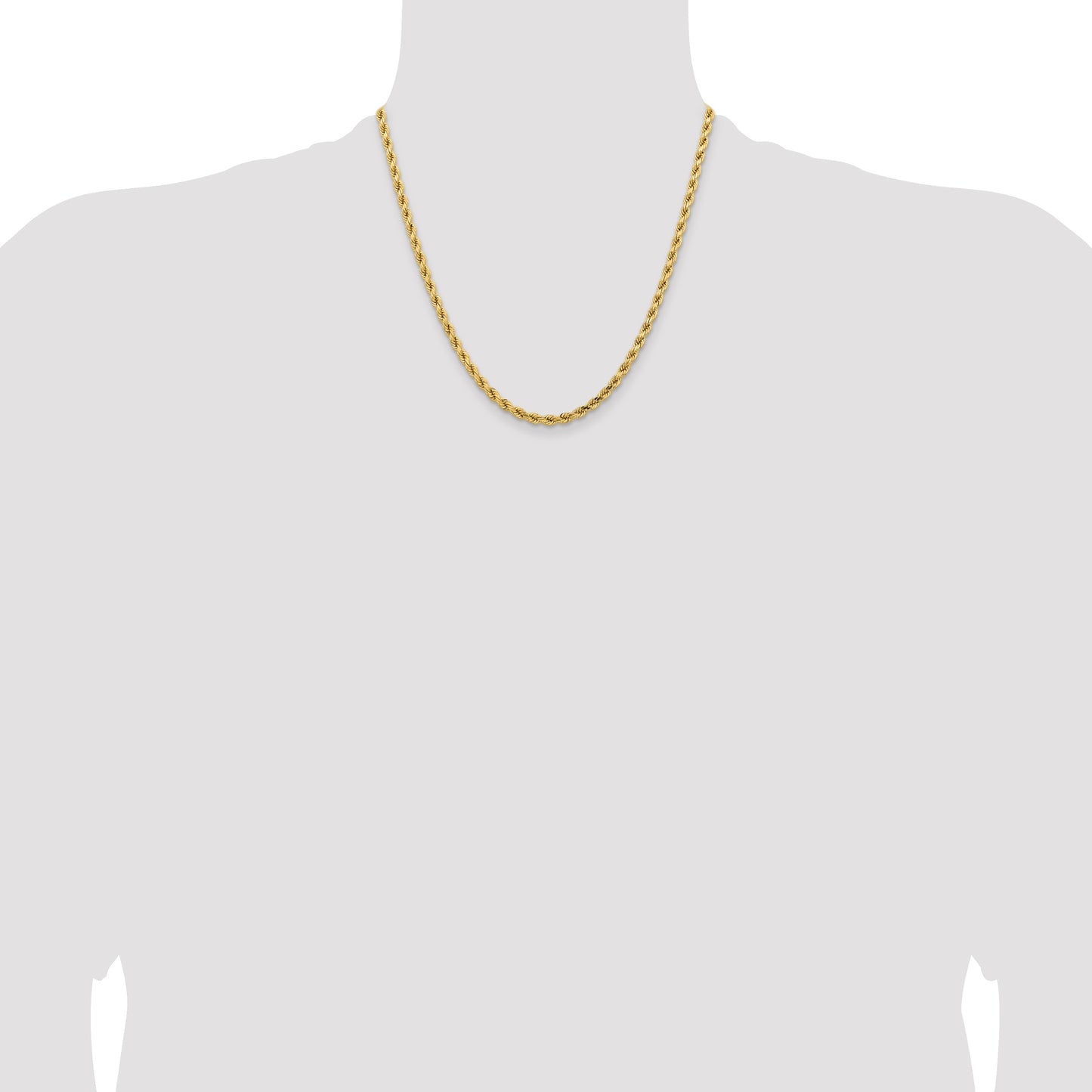 14K 20 inch 4.25mm Diamond-cut Rope with Lobster Clasp Chain