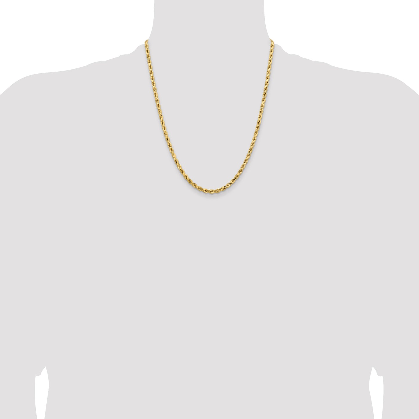 14K 22 inch 4.25mm Diamond-cut Rope with Lobster Clasp Chain