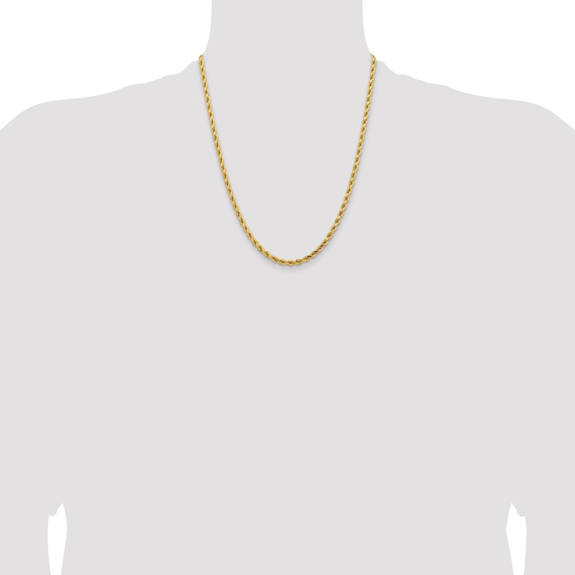14K 22 inch 4.25mm Diamond-cut Rope with Lobster Clasp Chain