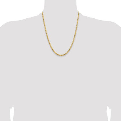 14K 22 inch 4.25mm Diamond-cut Rope with Lobster Clasp Chain