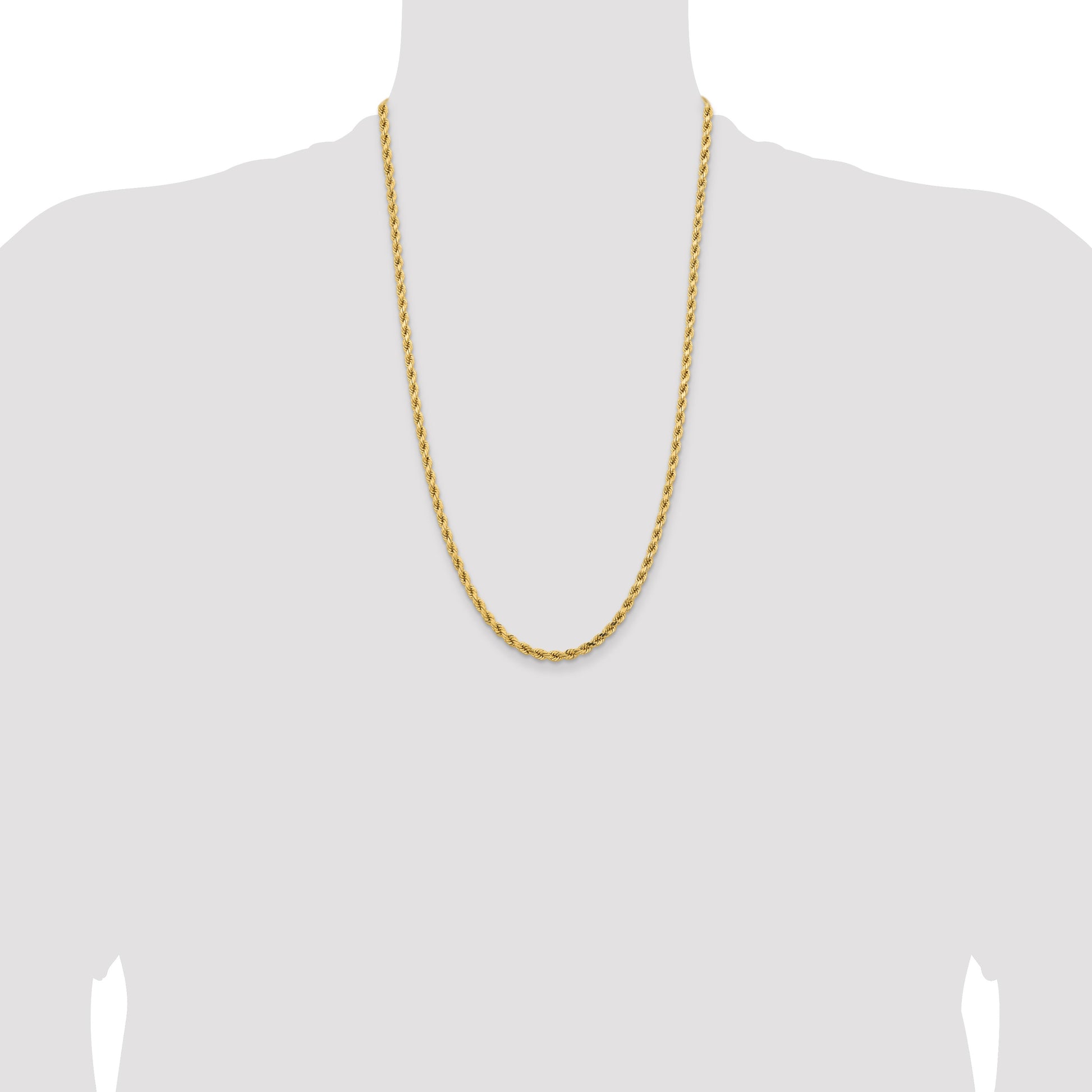 14K 26 inch 4.25mm Diamond-cut Rope with Lobster Clasp Chain