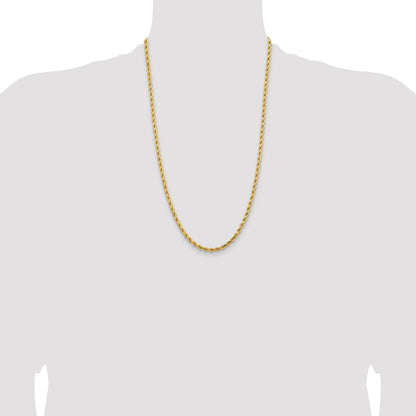 14K 26 inch 4.25mm Diamond-cut Rope with Lobster Clasp Chain