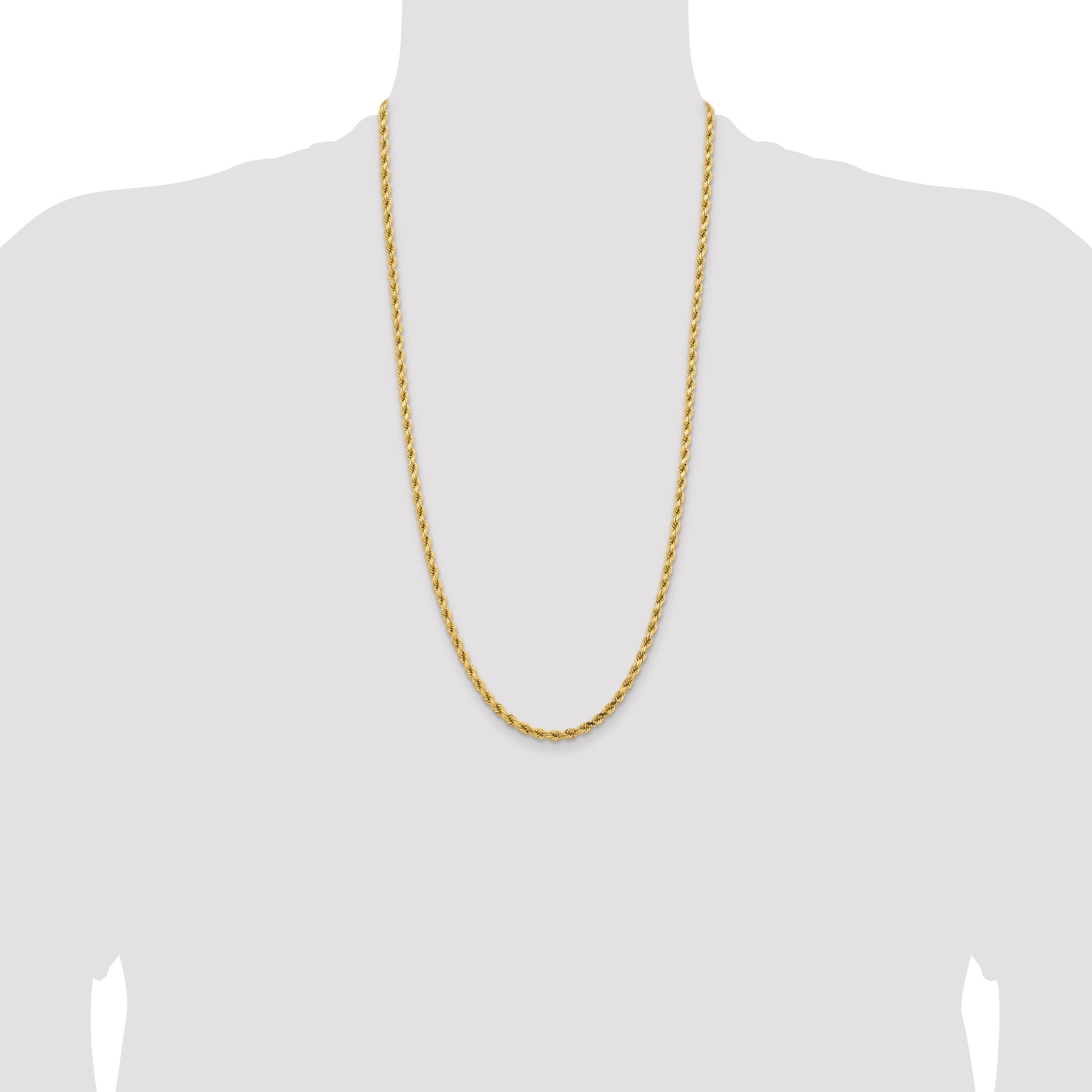14K 28 inch 4.25mm Diamond-cut Rope with Lobster Clasp Chain