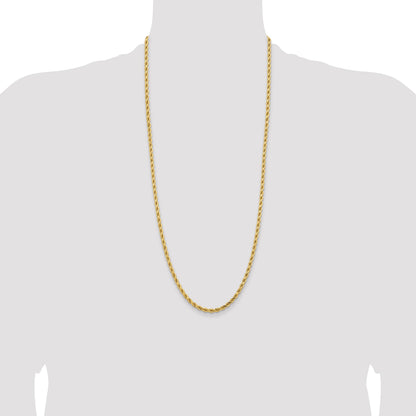 14K 30 inch 4.25mm Diamond-cut Rope with Lobster Clasp Chain
