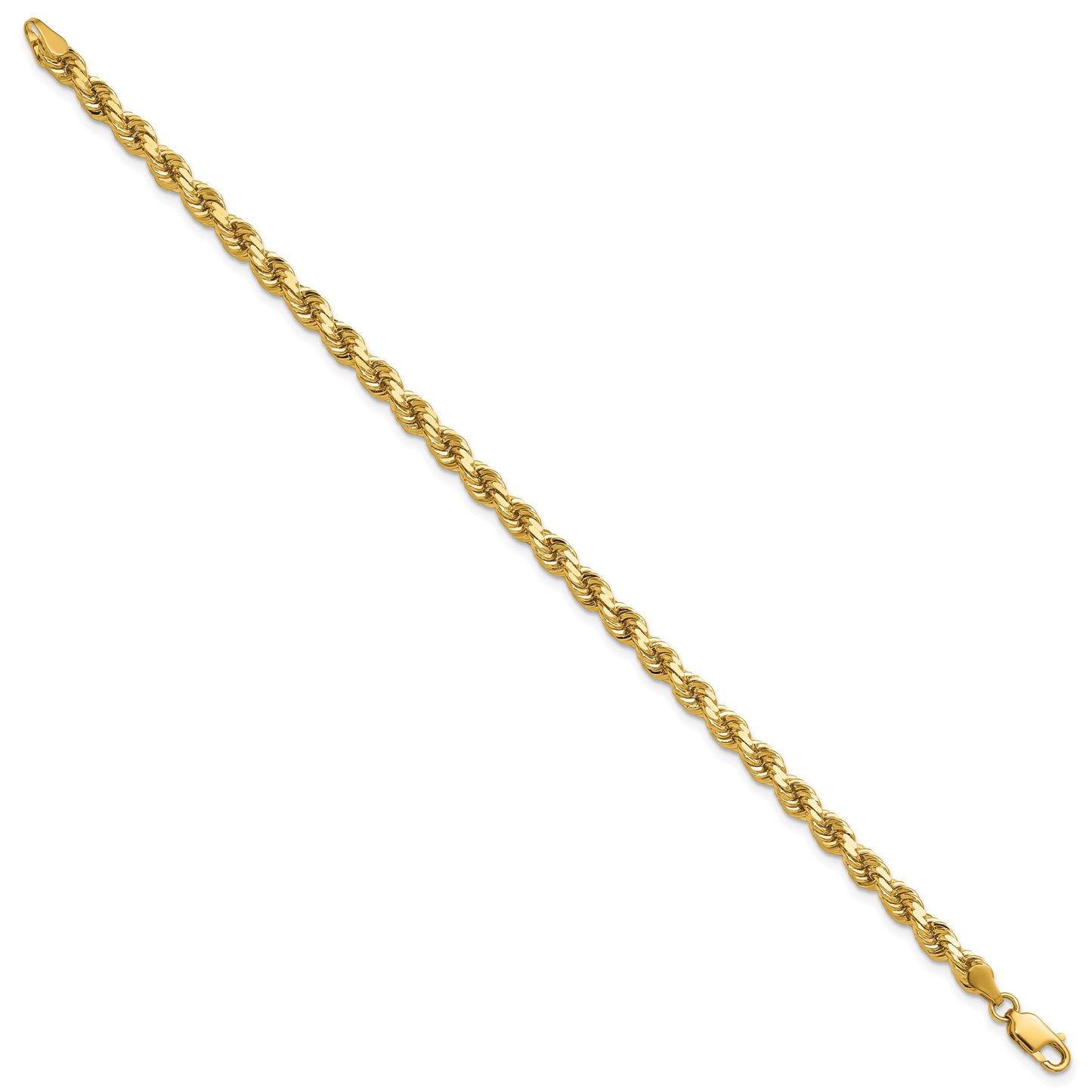 14K 8 inch 4.25mm Diamond-cut Rope with Lobster Clasp Chain