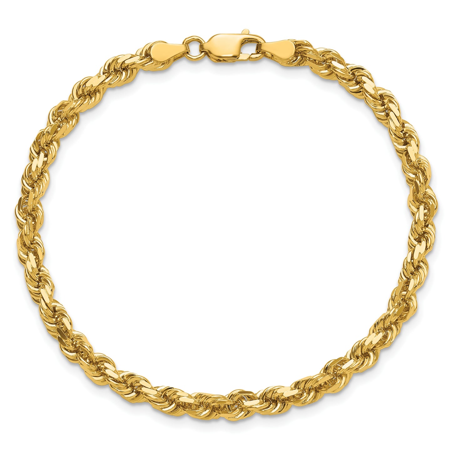 14K 8 inch 4.25mm Diamond-cut Rope with Lobster Clasp Chain
