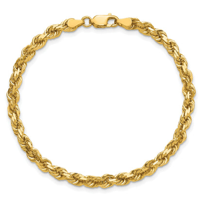 14K 8 inch 4.25mm Diamond-cut Rope with Lobster Clasp Chain