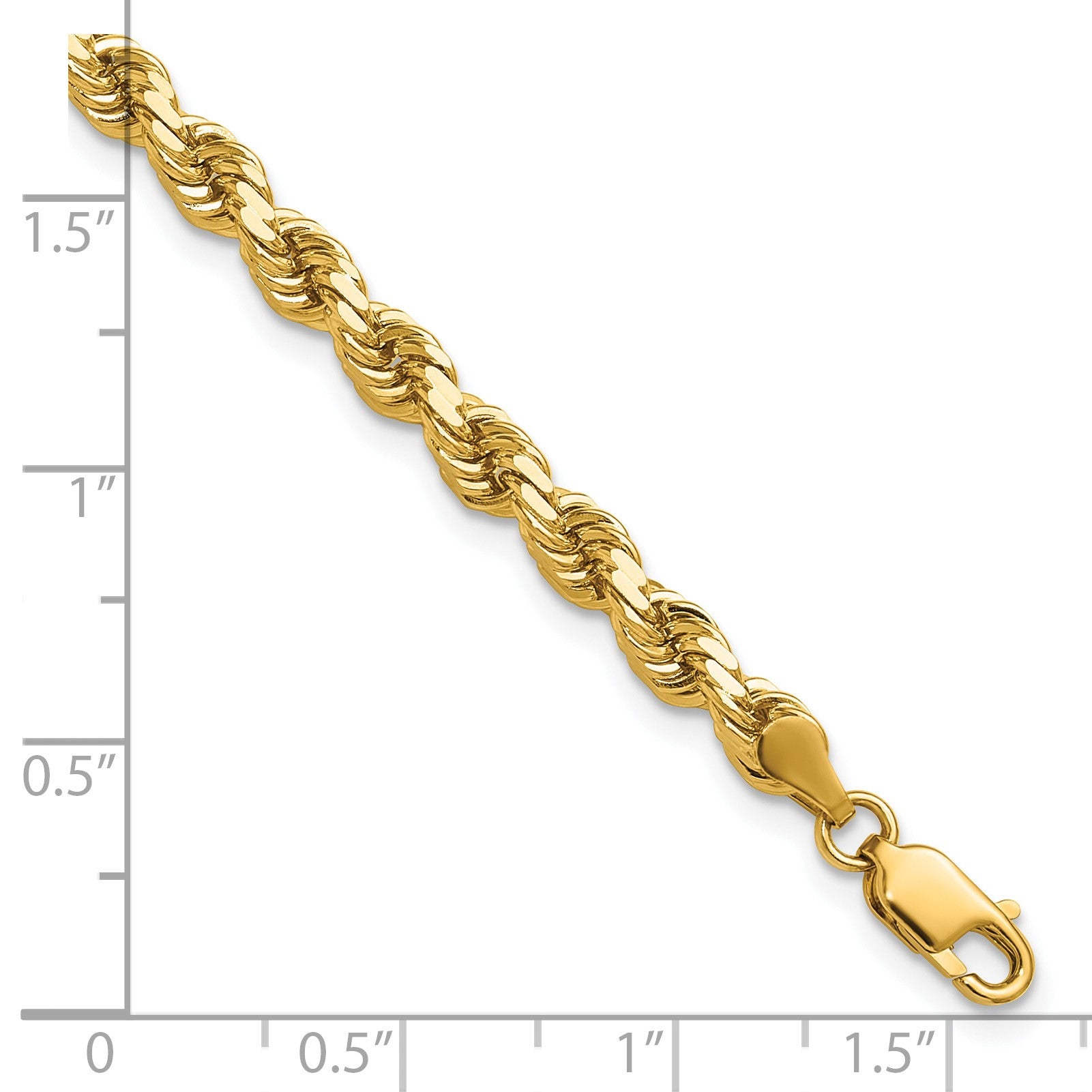 14K 7 inch 4.25mm Diamond-cut Rope with Lobster Clasp Chain