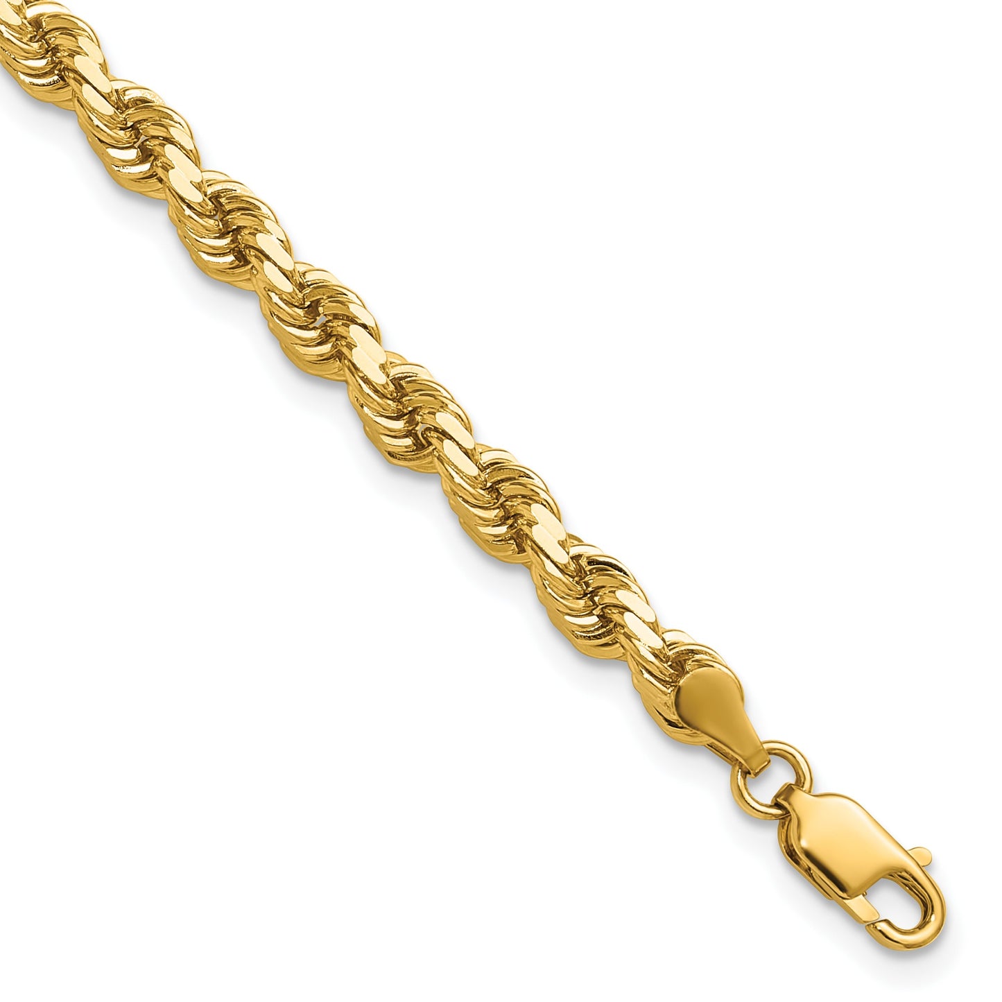 14K 8 inch 4.25mm Diamond-cut Rope with Lobster Clasp Chain