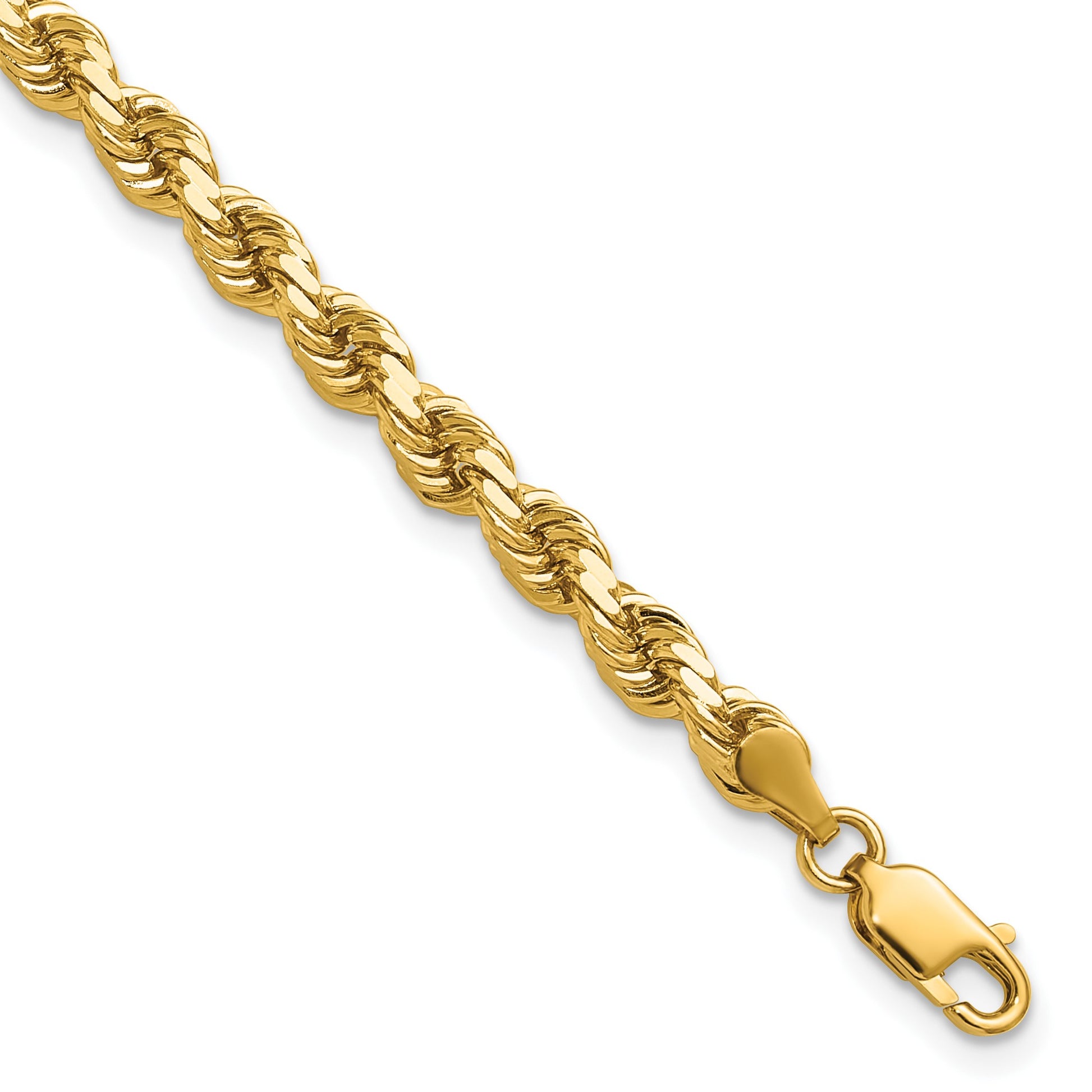 14K 7 inch 4.25mm Diamond-cut Rope with Lobster Clasp Chain