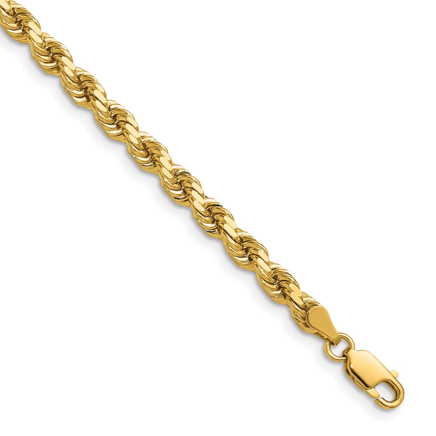 14K 22 inch 4.25mm Diamond-cut Rope with Lobster Clasp Chain