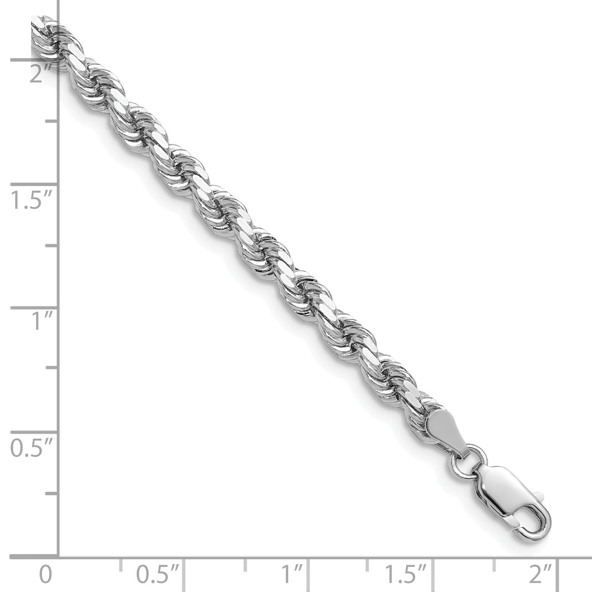 14K White Gold 20 inch 4.25mm Diamond-cut Rope with Lobster Clasp Chain