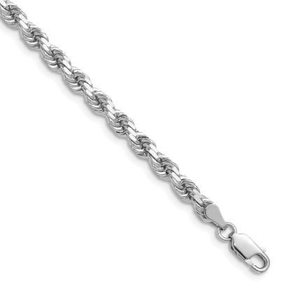 14K White Gold 20 inch 4.25mm Diamond-cut Rope with Lobster Clasp Chain