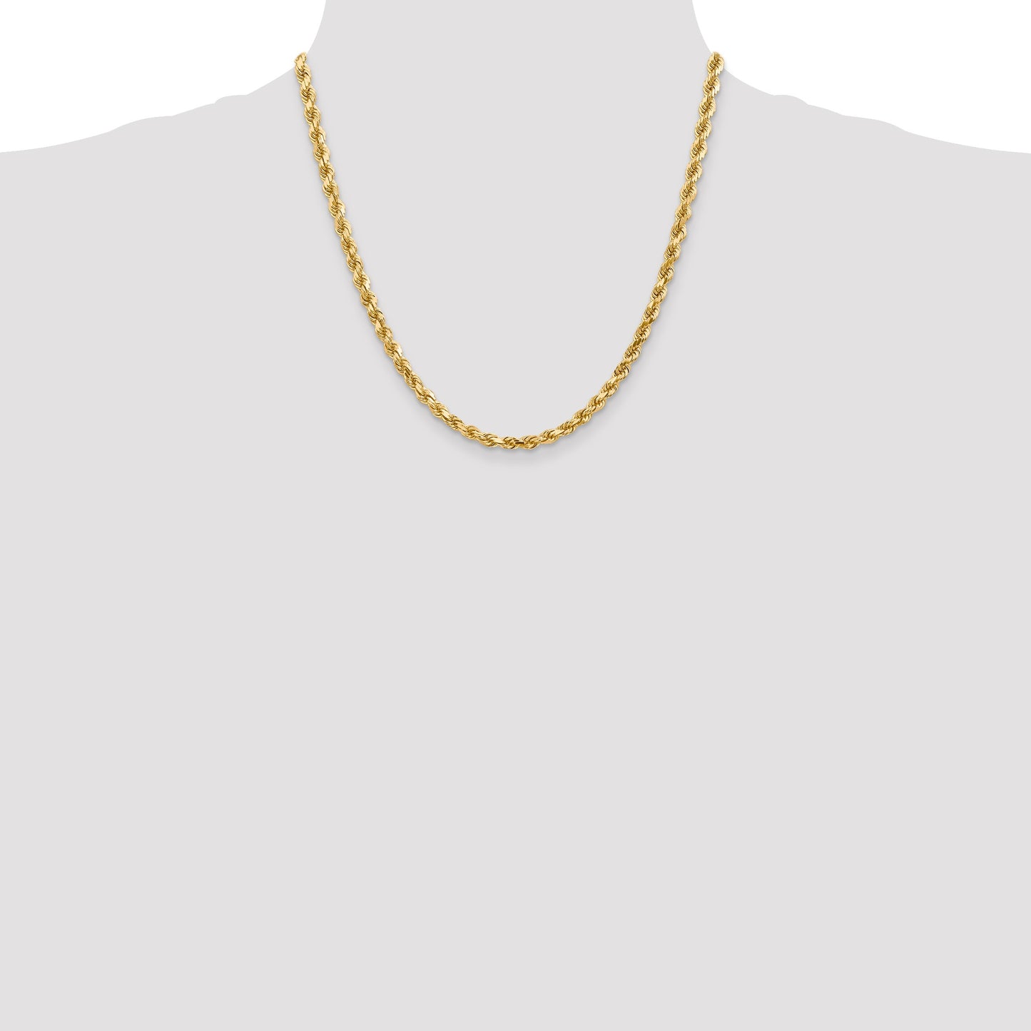 14K 20 inch 4.5mm Diamond-cut Rope with Lobster Clasp Chain