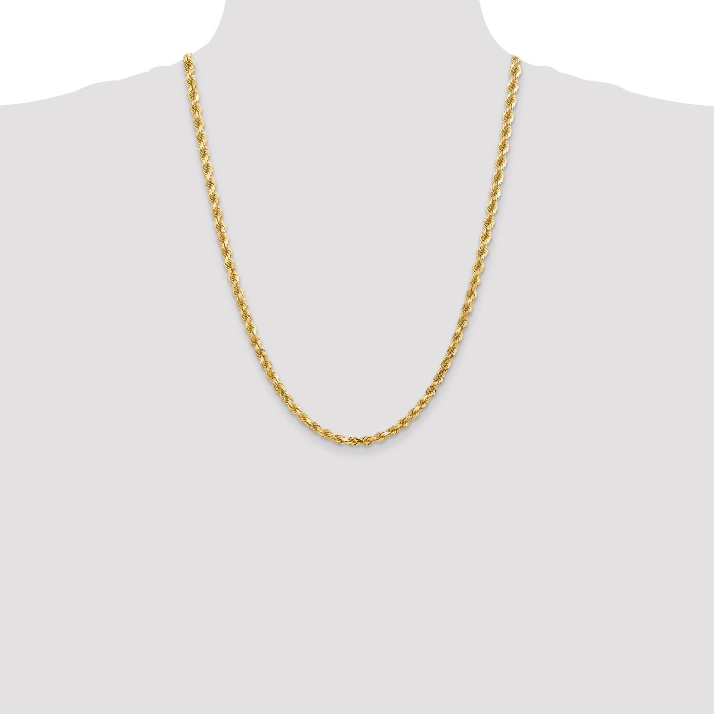 14K 24 inch 4.5mm Diamond-cut Rope with Lobster Clasp Chain