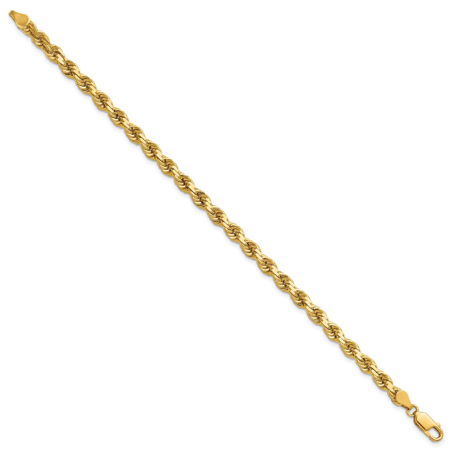 14K 8 inch 4.5mm Diamond-cut Rope with Lobster Clasp Chain