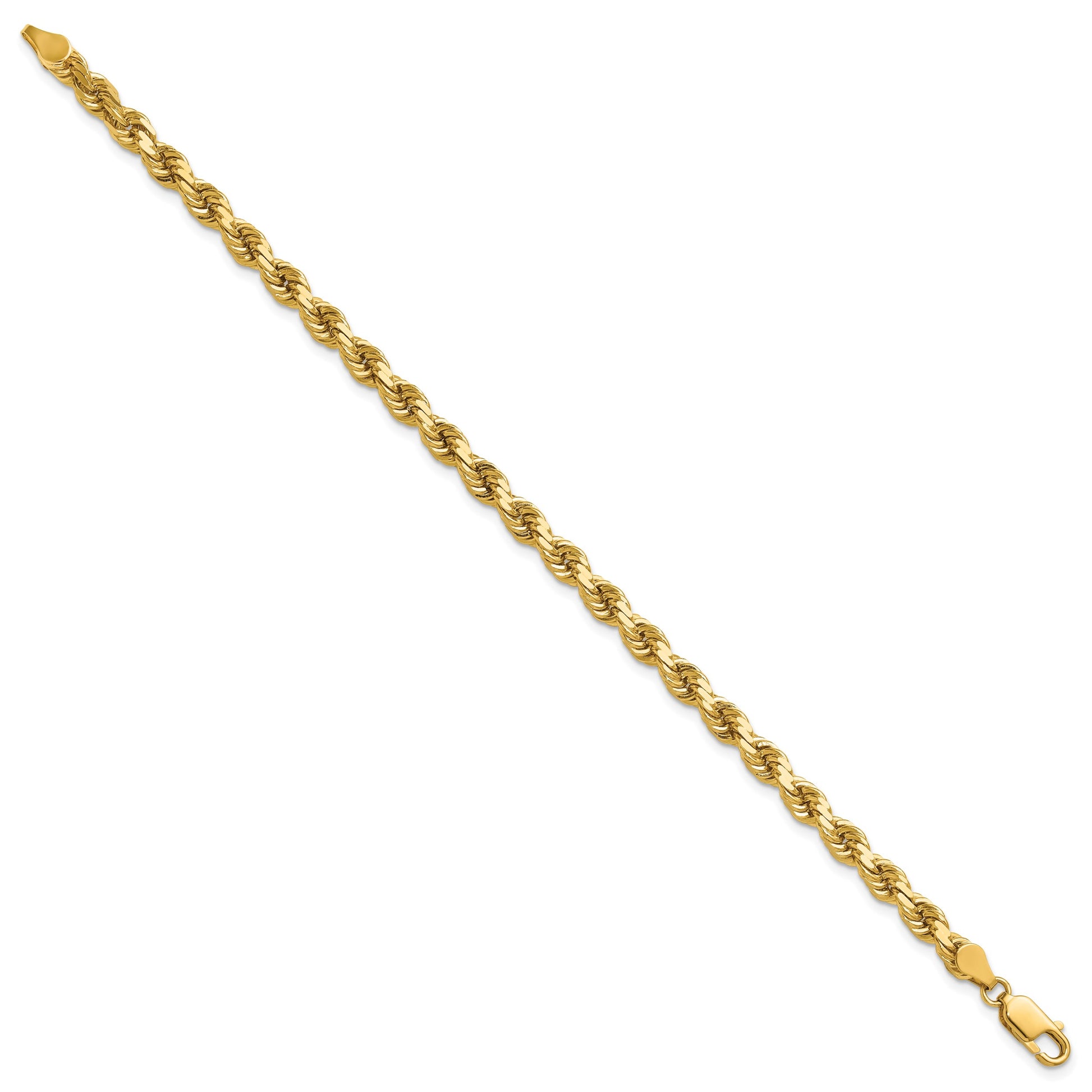 14K 8 inch 4.5mm Diamond-cut Rope with Lobster Clasp Chain