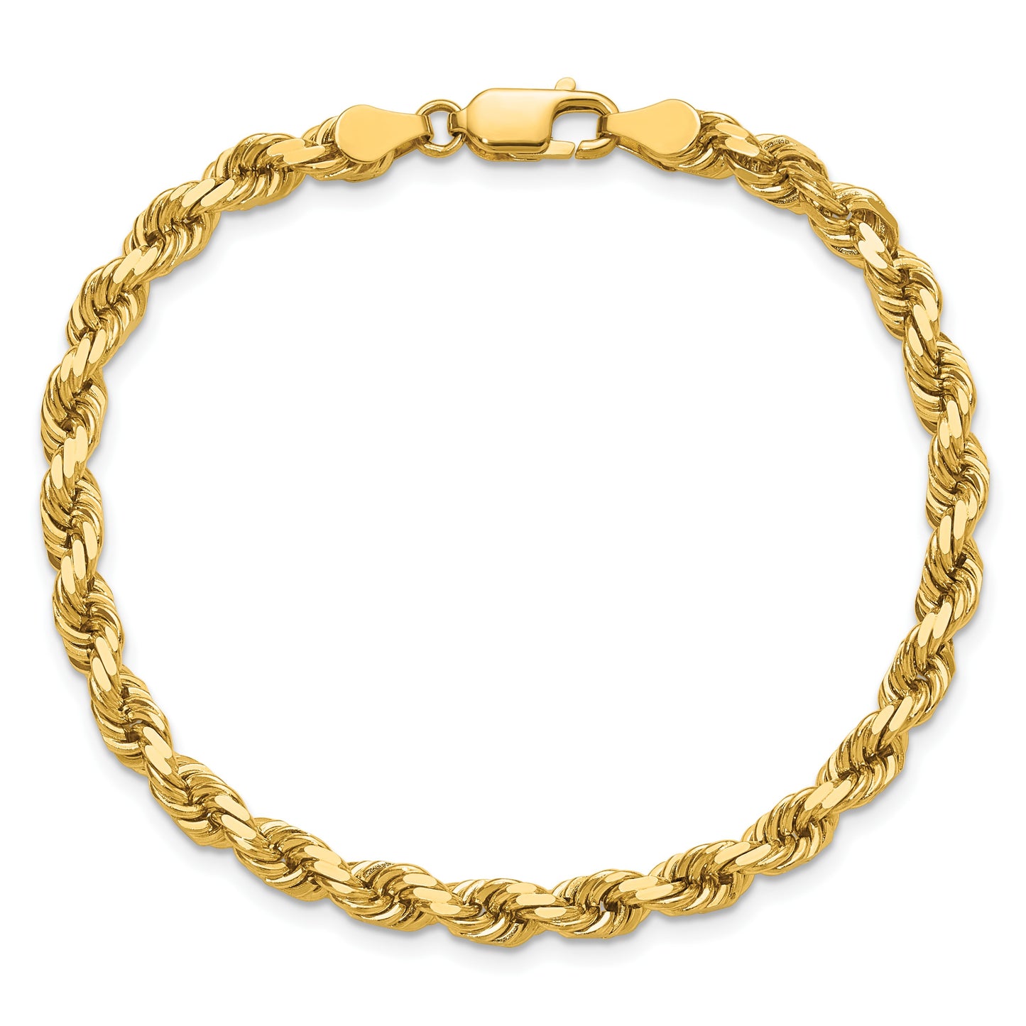 14K 9 inch 4.5mm Diamond-cut Rope with Lobster Clasp Chain