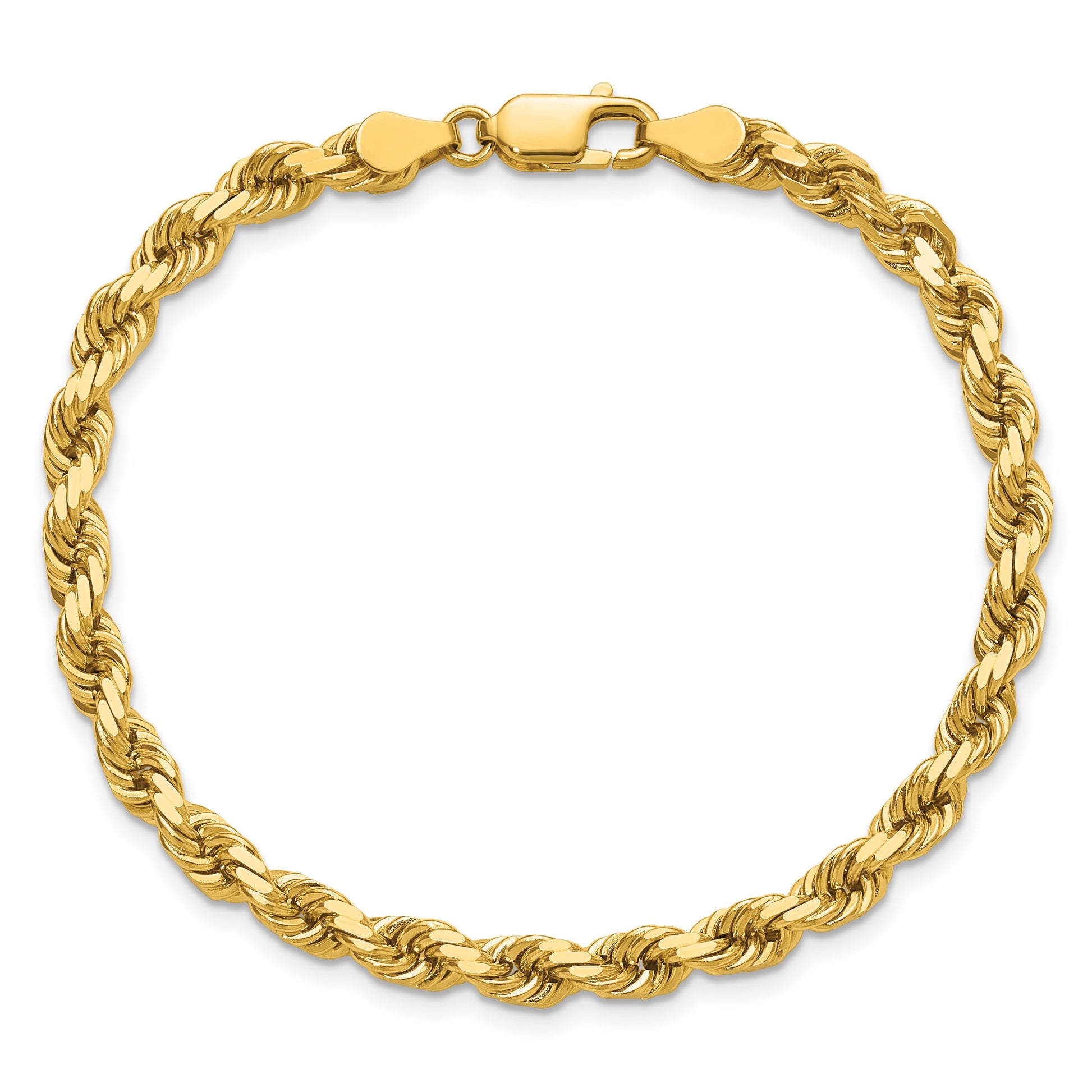 14K 9 inch 4.5mm Diamond-cut Rope with Lobster Clasp Chain