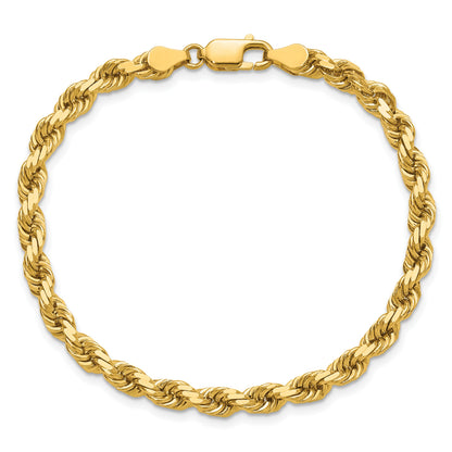14K 9 inch 4.5mm Diamond-cut Rope with Lobster Clasp Chain