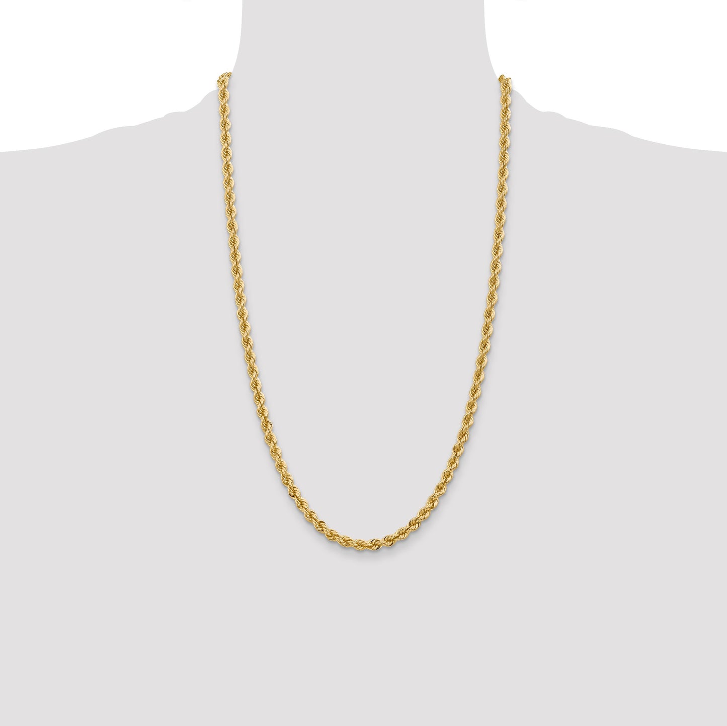 14K 26 inch 5mm Regular Rope with Lobster Clasp Chain