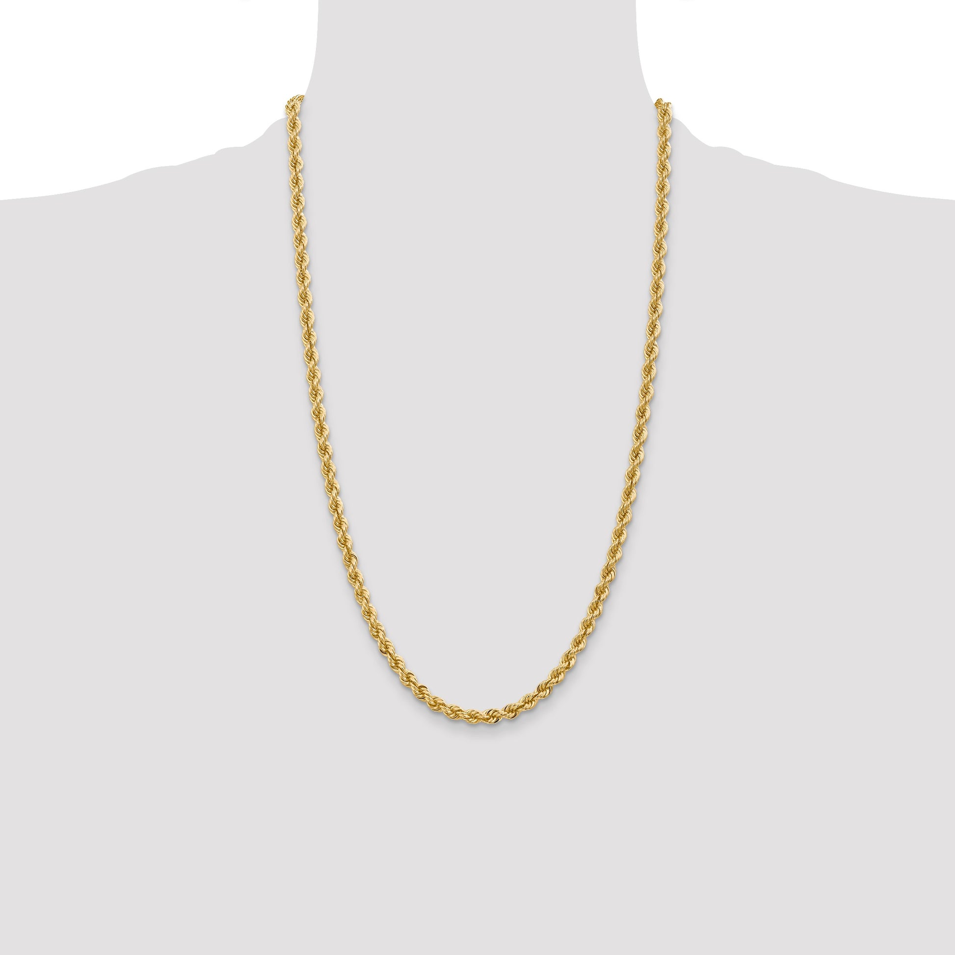14K 26 inch 5mm Regular Rope with Lobster Clasp Chain