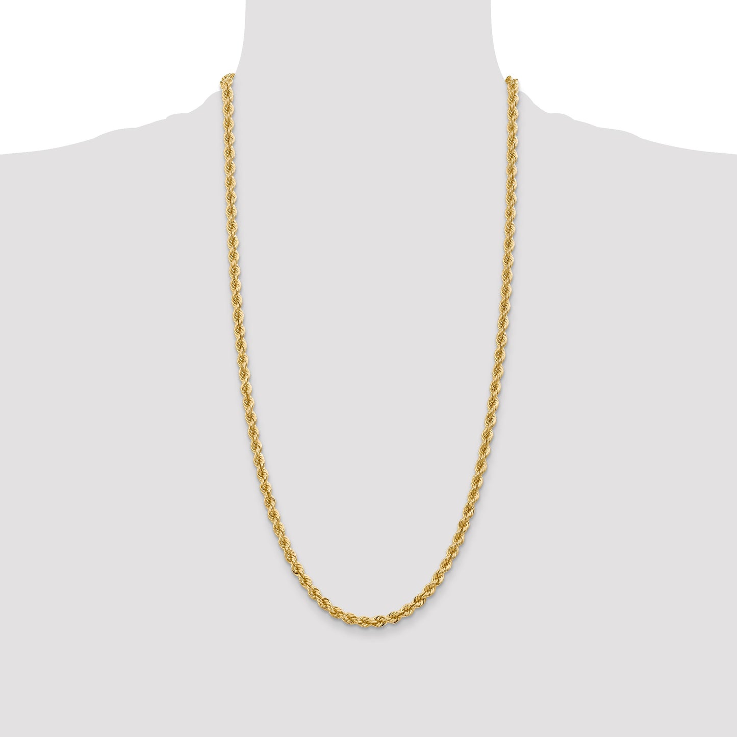 14K 28 inch 5mm Regular Rope with Lobster Clasp Chain