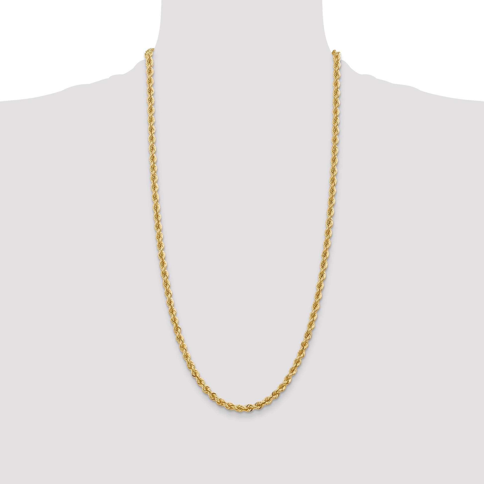 14K 28 inch 5mm Regular Rope with Lobster Clasp Chain